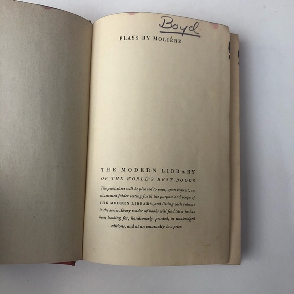Plays by Moliere Vintage Hardcover The Modern Library New York Random House - Picture 7 of 11